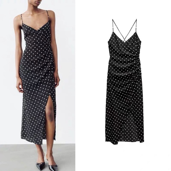 NWT ZARA POLKA DOT MIDI DRESS
BLACK / WHITE XL - Picture 2 of 8